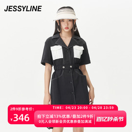 jessyline夏季女装 杰茜莱时尚黑色西装连衣裙 324211421