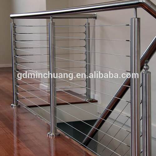 厂家现货供应穿绳索立柱扶手护栏 304钢丝绳不锈钢扶手栏杆户外用