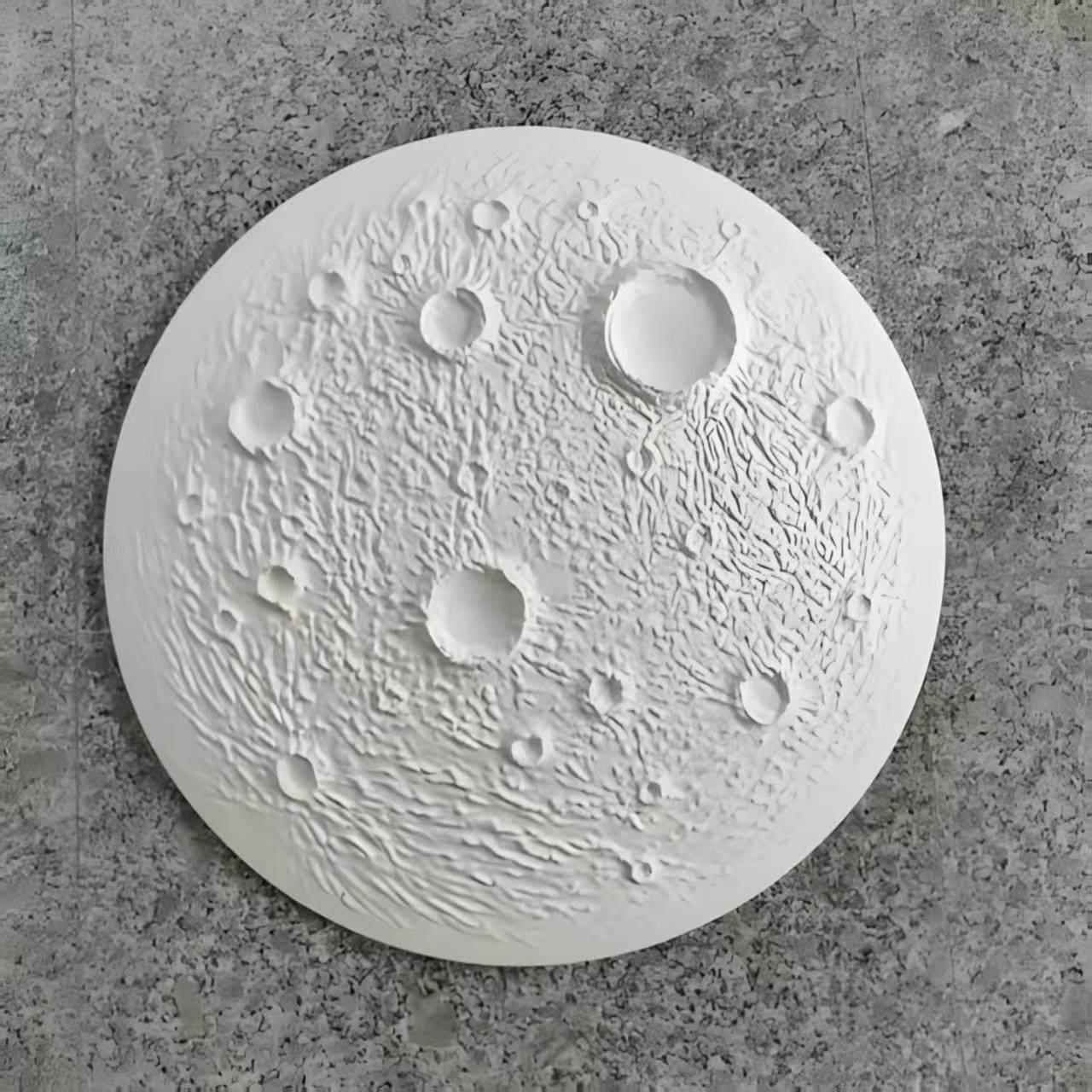 网红爆款3D立体月球石膏浮雕壁画背景墙月亮灯月球圆盘投射灯盘