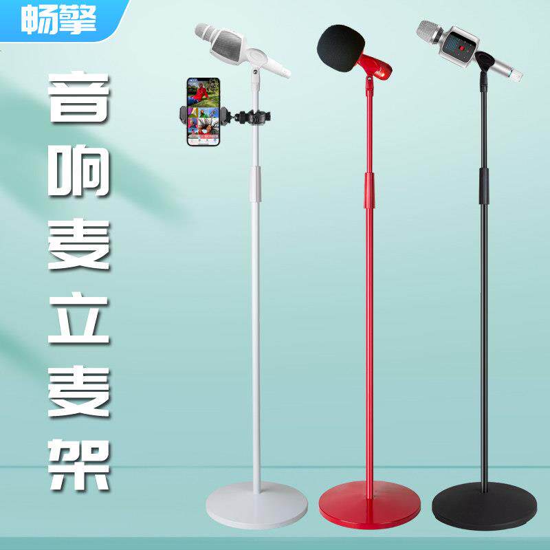 麦克风支架地板站立可调的金属白色现场音频麦克风支架有线无线麦
