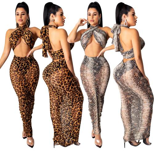 Women's snake patterned skirt set女装女装蛇纹裙套