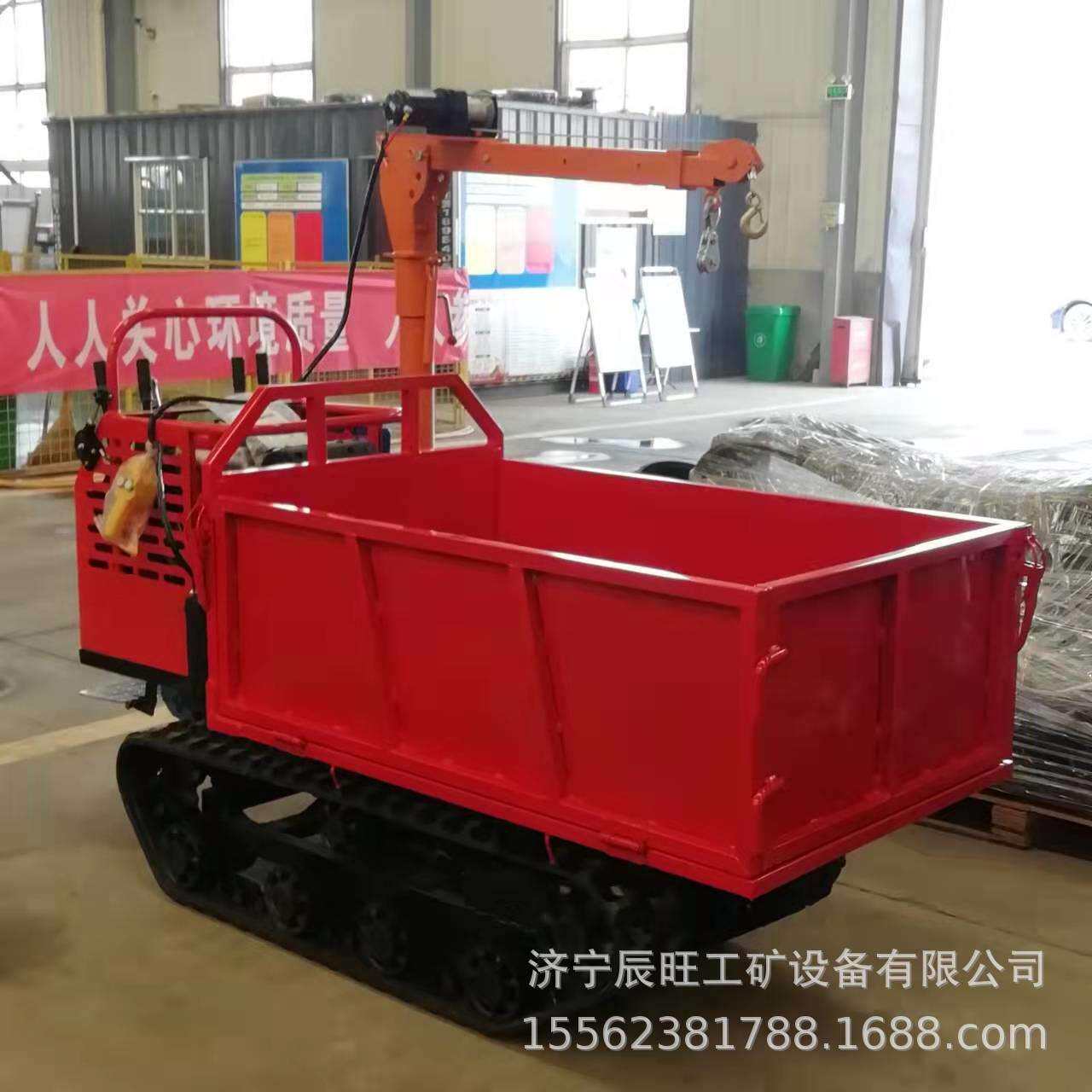 山地果园履带运输车水旱两用履带车小型带吊机手扶履带运输车