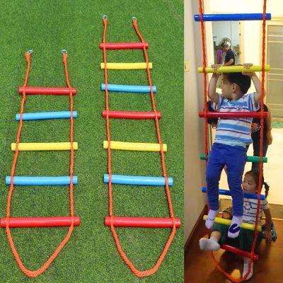 儿童攀爬绳梯室内锻炼器材彩色爬梯家庭幼儿园木质娱乐攀爬软梯子