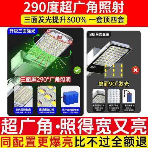 太阳能路灯家用户外庭院灯农村道路门口照明灯大功率超亮led路灯