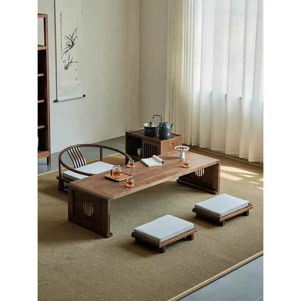 需定制新中式榆木榻榻米桌椅组合实木泡茶桌飘窗阳台小地禅意炕桌