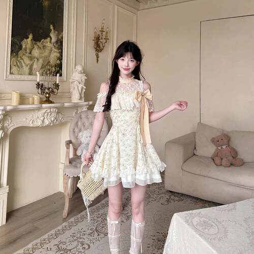 桔梗house甜美千金风碎花洋装女初夏季新款特别漂亮掐腰小裙子