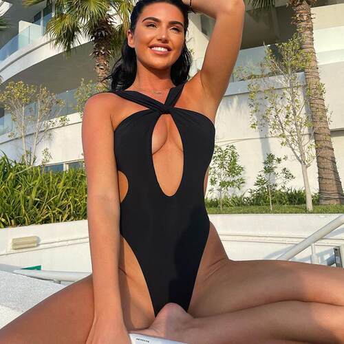 Bikini lace up one-piece swimsuit with hollowed out