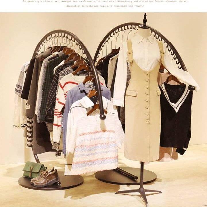 欧式铁艺衣帽架ISI落地挂衣服卧室挂衣约架内室简时尚服装店展架