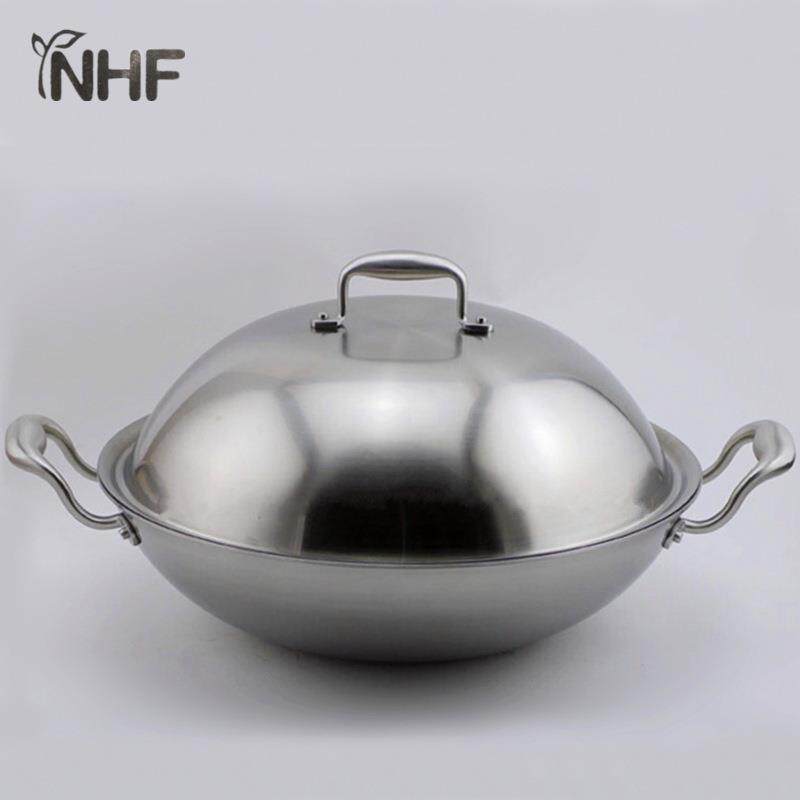 NHF三层钢不锈钢炒锅炒菜锅炒勺大炒锅物理不粘锅40CM