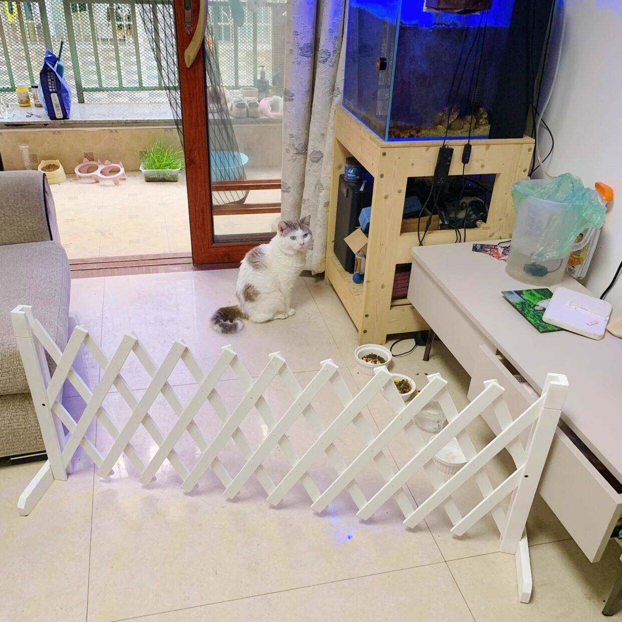 防腐木栅栏围栏室内拦狗猫兔宠物免打孔院子拦门栅栏户外护栏围住