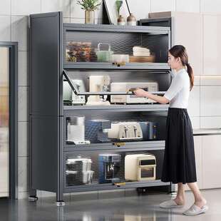 厨房置物架落地多层收纳柜子多功能碗餐边柜橱柜储物碗柜钢制加高