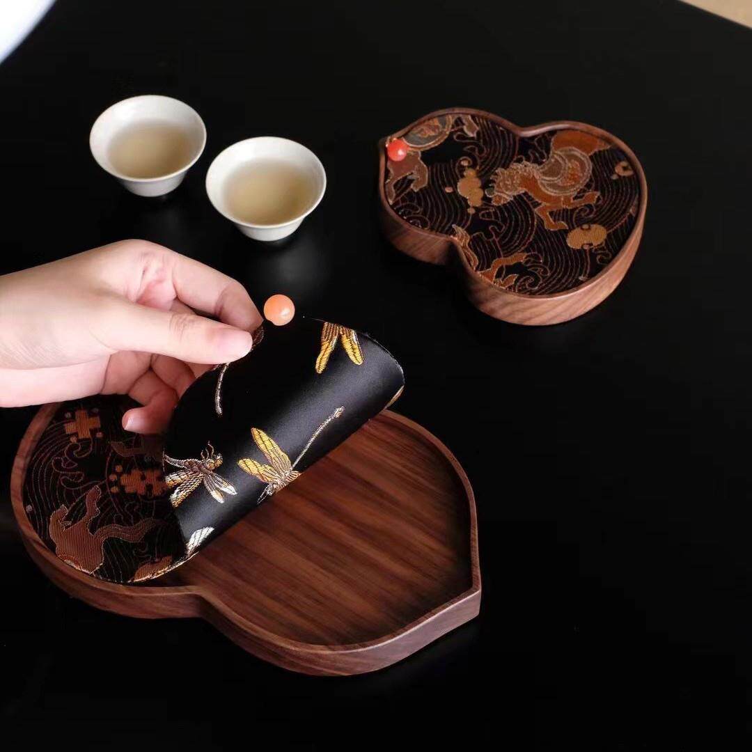 慢蓝织锦复古葫芦茶垫杯垫隔热垫家用防烫茶壶垫布艺茶道零配