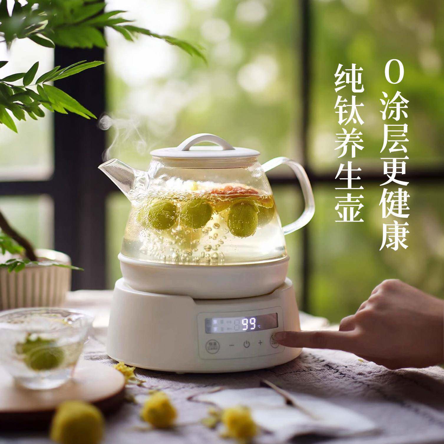 玻璃烧水壶纯钛煮茶器蒸汽喷淋式煮茶壶家用电热水壶办公室养生壶