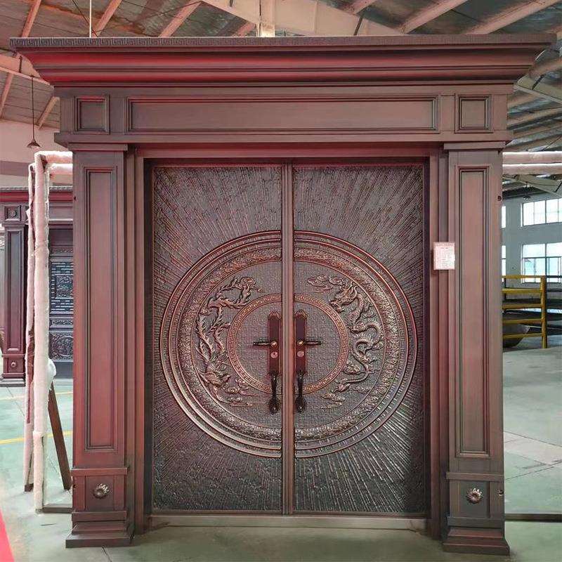 防盗铸铝卡门别墅大门铁艺双开入户中式庭院大门农村自建房大门