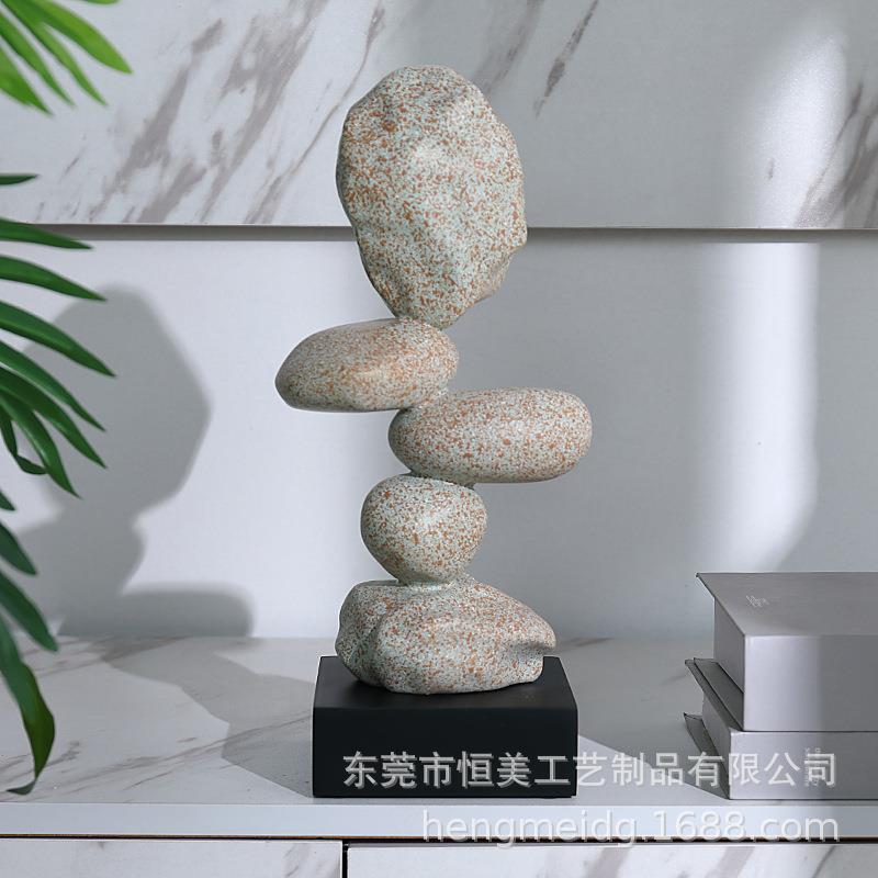 时摆来运厅酒柜玄关件装石来运转饰品电视柜办公室转桌面家居轻客