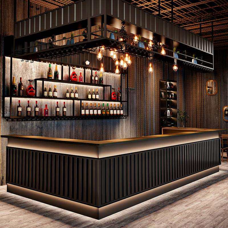 工业风酒吧吧台收银台转角前台接待台奶茶店餐厅烧烤店柜台收银台