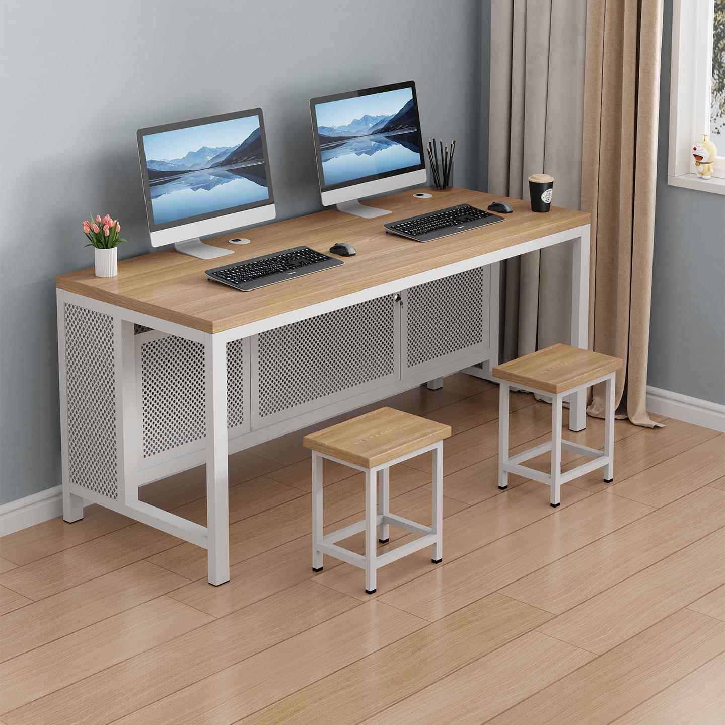 双人电脑桌椅套装一整套学校机房课桌椅并排考试桌学生课桌椅套装