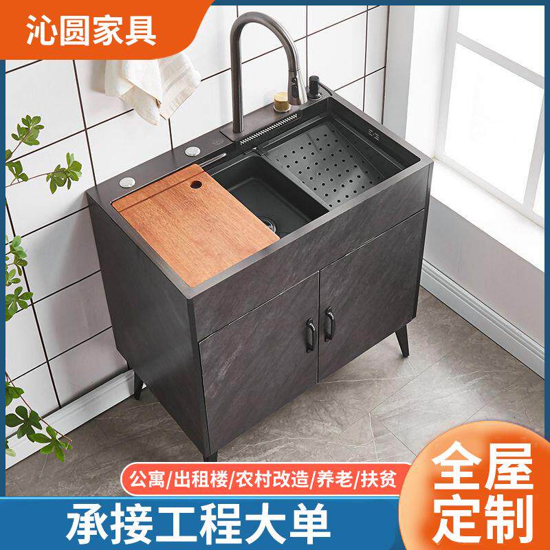 简易水槽双槽不锈钢水盆家用厨房洗菜盆一体橱柜商用不锈钢洗碗池