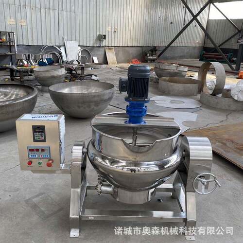 可倾式电加热搅拌夹层锅 厂家供应糖稀熬制炒锅 咖喱酱熬制夹层锅