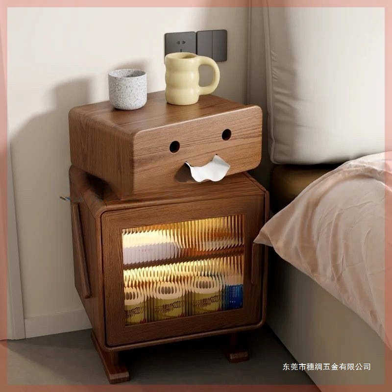 S閶2北欧客厅实木收纳机器人床头柜复古卧室沙发简约边柜创意储物,住宅家具,床头柜,淘宝优惠券,粉丝福利购,淘宝优惠卷