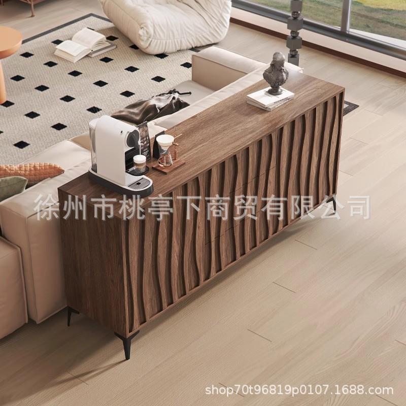 新中式复古吧台餐边柜一体沙发靠背高脚玄关隔断柜咖啡长条桌中古