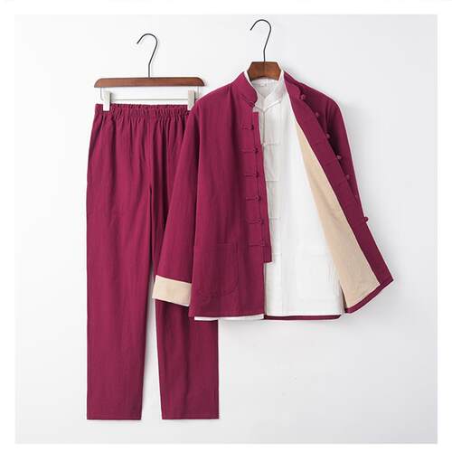 正品款太新功极服男春秋棉老麻套装道士高端服装太极拳练服唐装中