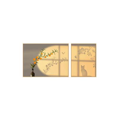 餐厅装饰画光影治愈系北欧风格客厅挂画沙发背景墙轻奢壁画高级感