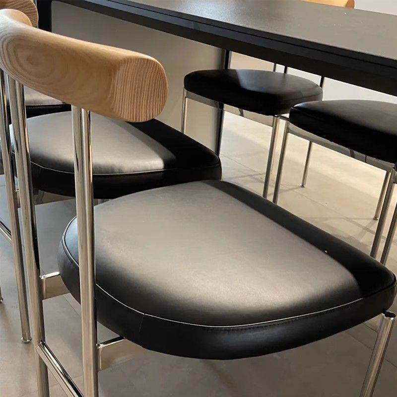 北欧餐椅极简咖啡厅靠背椅实木靠背椅轻奢简约不锈钢餐椅铁艺椅子