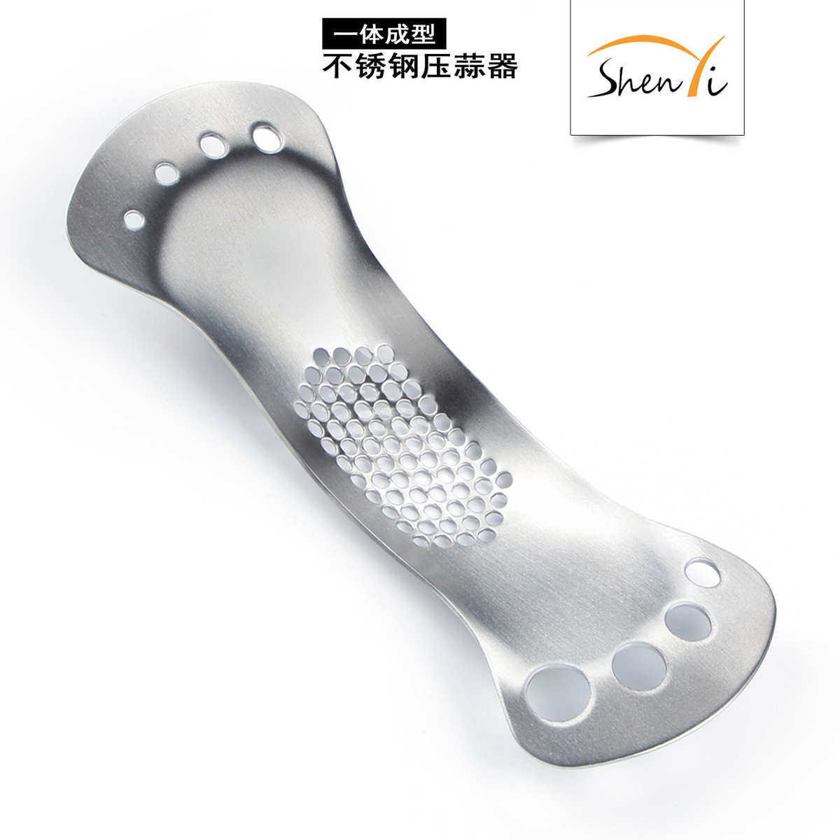 304弧形不锈钢压蒜器手动压蒜器创意蒜泥器剥蒜压姜蓉器厨房工具