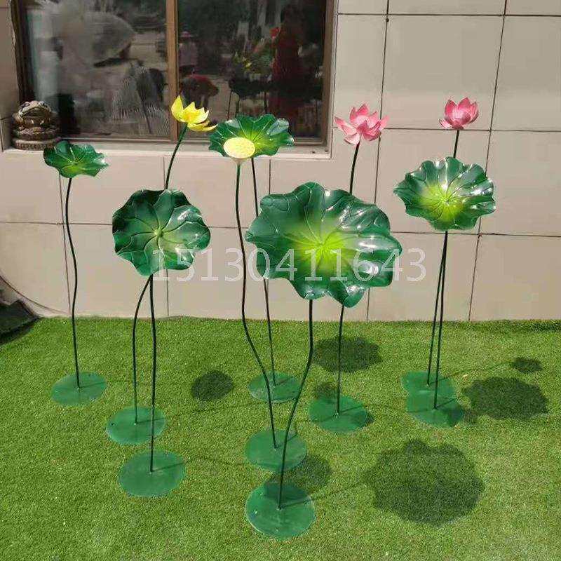 不锈钢仿真荷花荷叶雕塑金属艺术美陈装饰庭院售楼处别墅摆件雕塑
