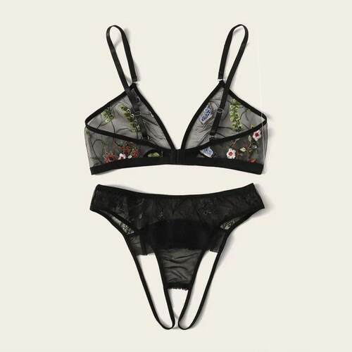 Sexy lingerie sexy women's open three-point sexy suit