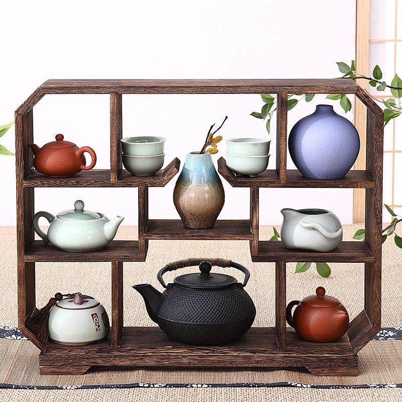 实木小博古架多宝阁茶壶茶具架子置物架展示架古董架桌面摆件茶棚