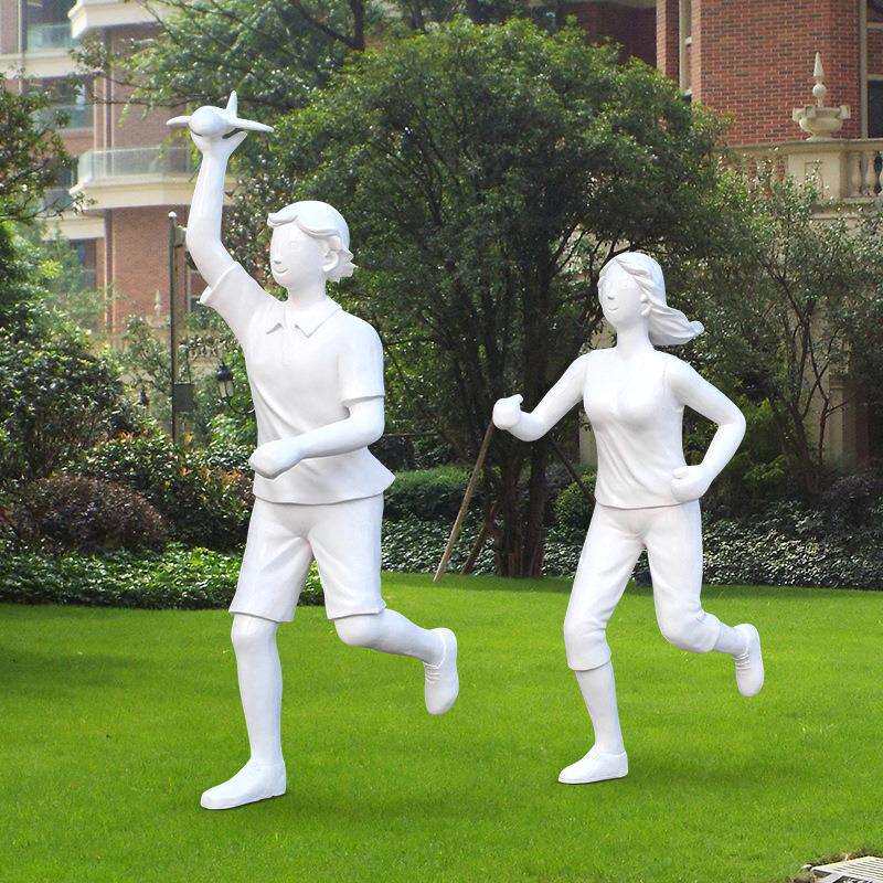 户外抽象人物雕塑广场学校草坪售楼部装饰玻璃钢现代天使舞蹈摆件