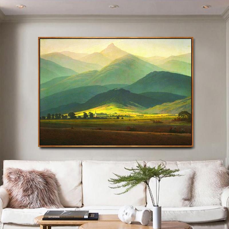 巨人山风景装饰画 画有山无水画 画靠山图客厅背景墙饭厅办公室大