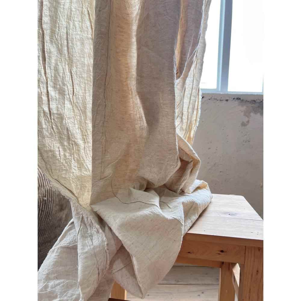 原色无染水洗亚麻布植物染色刺绣水粉画打底山野侘寂民宿窗帘麻布