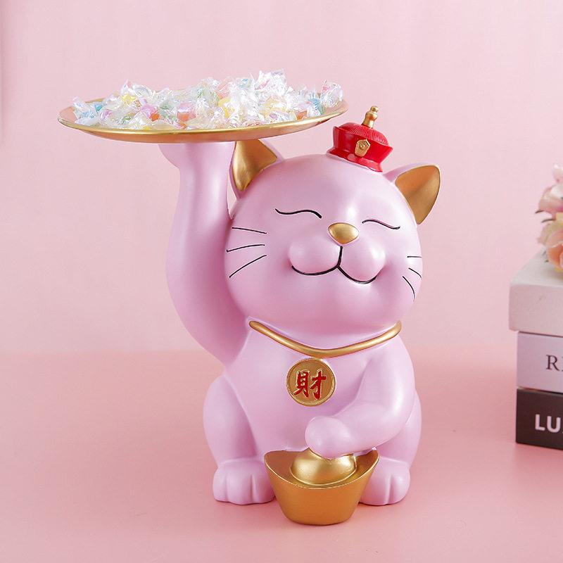 创意轻奢进门玄关钥匙收纳摆件元猫客厅茶几房间装饰品摆设