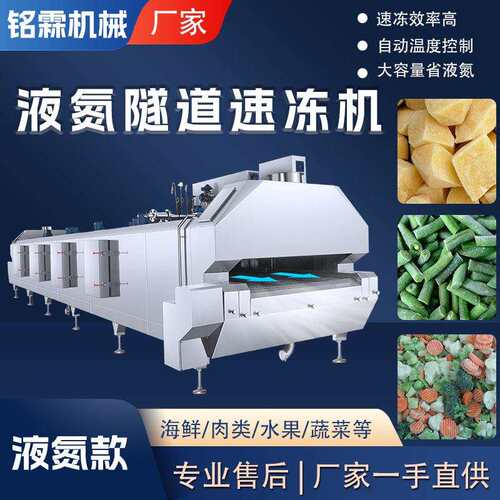 液氮隧道速冻机鸡爪肉制品大型单冻机全自动液氮海参速冻设备