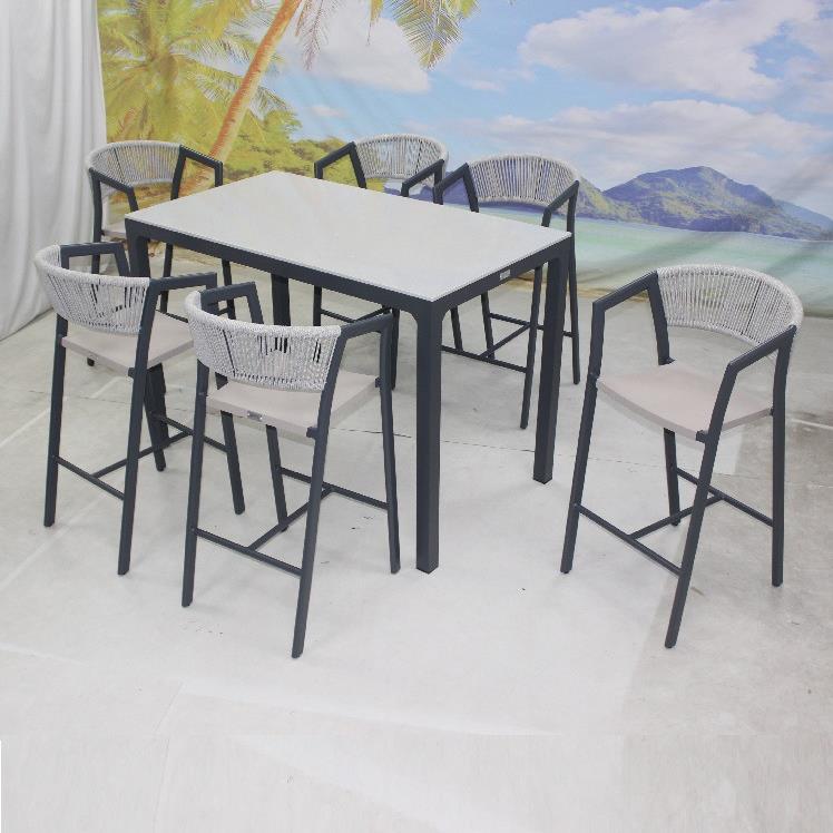 户外椅咖啡CF3308T 厅休闲椅庭院露天酒吧脚凳美式编民宿绳桌高桌