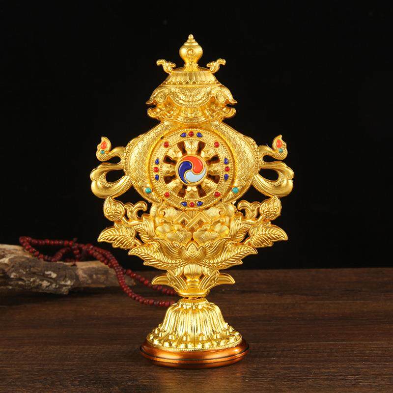 藏传八吉祥摆件吉祥八宝组合集合合金金轮法轮佛前供佛台用品