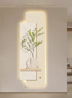现代画简约玄关装饰画入小清正新绿植户对门B24162挂走廊过道竖版