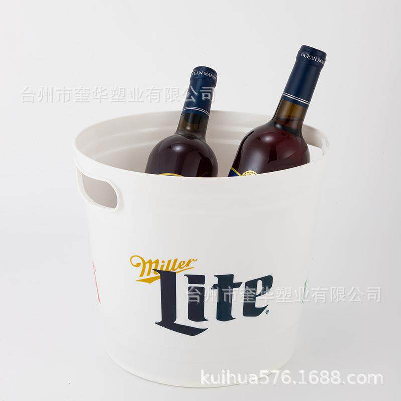 塑料冰桶满版印刷PP圆形塑料冰桶印刷6罐装PP塑料6L圆形冰桶
