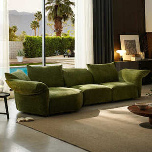 全钢架结构客厅异形布艺沙发奶油风雪尼尔大户型直排模块花瓣沙发