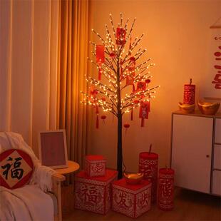 直销新款元旦新年装饰2023过年装饰挂件灯笼红包挂饰led圣诞树灯