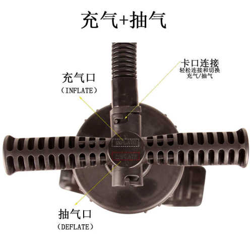 黑色高压手拉泵充气船橡皮艇皮划艇打气筒多亲嘴 充放气