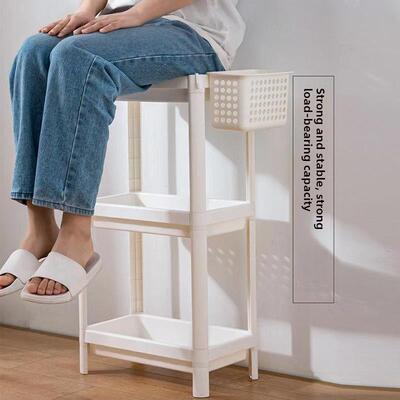 bathroom shelf, floor-mounted plastic toilet, multi-storey