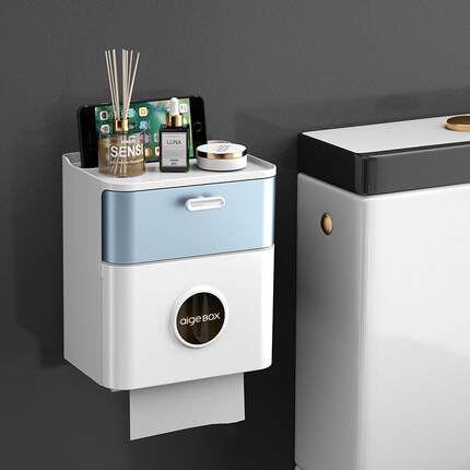 挂壁试免打孔纸巾盒防水纸巾架化妆室酒店厕所卫生纸置物架化妆室