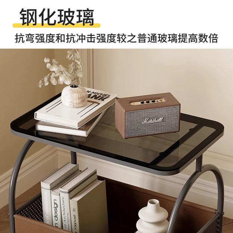 家可移室动用厅沙发边几卧床头柜简约阳客台小桌子GIK奶油风带轮