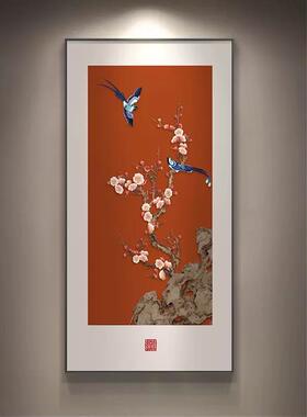喜气盈门玄关装挂饰好新中al202411式入户寓意花鸟画画走廊过道正