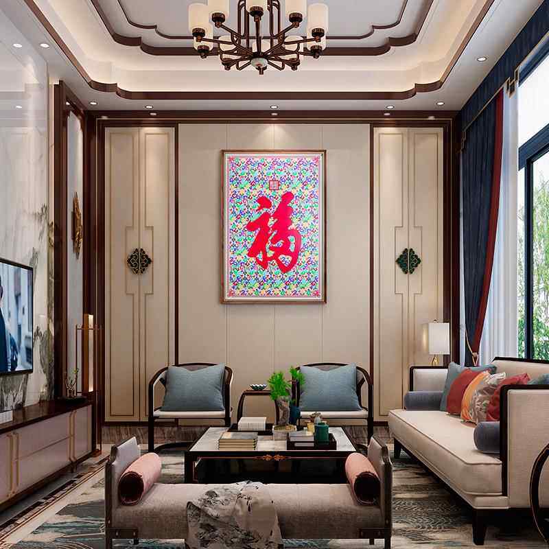 新中式康熙福铜壁画 玄关走廊装饰画 恭王府入户墙字画福字铜板画