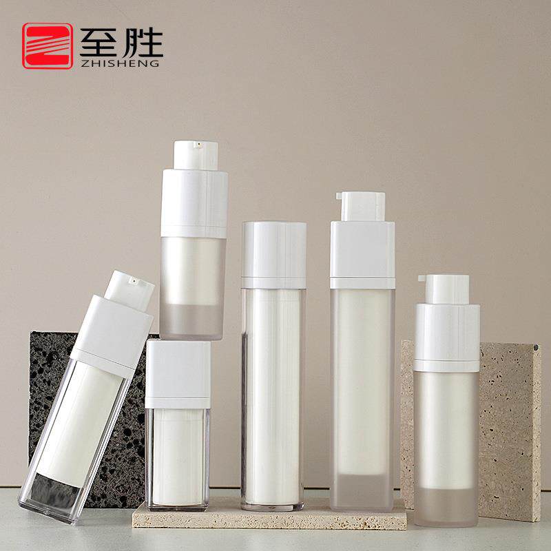 现货化妆品磨砂眼霜瓶15ml透明旋转真空瓶30ml防晒按压分装乳液瓶